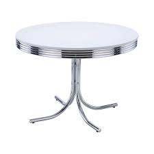 4 x chairs #n57 in baron scarlet. Retro Round Dining Table Glossy White And Chrome Coaster F