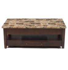However, this beautifully covered wood veneer mimics the appearance and feel of marble, without the added weight that would hamper functionality. Lot Art Faux Marble Lift Top Coffee Dining Table