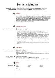 back to table of content read our guide to presenting work experience on a resume to get a fuller understanding of this section. Qa Analyst Resume Example Kickresume