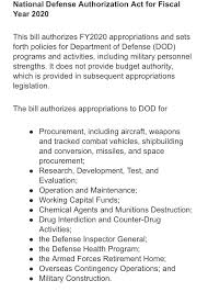 H R 2500 116th Congress 2019 2020 National Defense Authorization Act For Fiscal Year 2020 Congress Gov Library Of Congress Fiscal Year Fiscal Acting