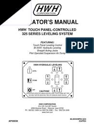 Does anyone know how to remove and replace one of these valves from the manifold? Operator S Manual Hwh Touch Controlled 325 Series Leveling System Vehicles Valve