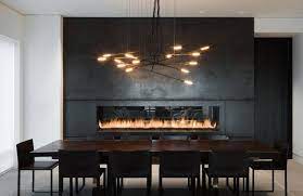 12 Modern Dining Rooms With Statement Chandeliers Dining Room Fireplace Contemporary Fireplace Dining Room Chandelier Modern