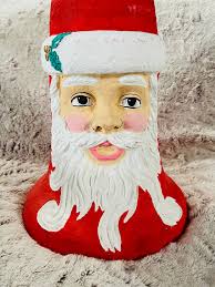 GRANDE tête de cloche de père Noël en papier mâché « Rare » HTF