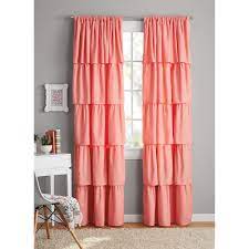 Your Zone Ruffle Girls Bedroom Single Curtain Panel Walmart Com Girls Bedroom Curtains Ruffle Curtains Curtains Walmart