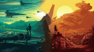 Illustration Of Two Persons Animated Man And Woman Standing On High Ground Illustration Star Wars Hd Wallpaper Star Wars Movies Posters Star Wars Background