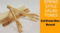 Hand Made Salad Tongs Cut From One Board