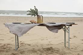 Shop Irish Linen Homeware Textiles Naturally Dyed Textiles Kathryn Davey Biergarten Table Beergarden Irish Linen Naturally Dyed Linen