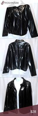 Studio Works Faux Patent Black Raincoat Large Black Raincoat Clothes Design Raincoat