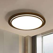 Brown Dish Ceiling Light Modernity 15 Dia Led Wood Flush Mount Fixture In Natural Lig Led Ceiling Light Fixtures Light Fixtures Bedroom Ceiling Ceiling Lights