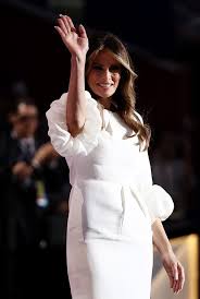 Melania, of course, stole the show as she looked incredible in her strapless dior gown (reports indicate the dress cost a whopping $100,000) that has been embroidered with various pearls and crystals. Melania Trump S 2 000 Republican National Convention Outfit Is A Wedding Dress Quickly Sold Out Entertainment Tonight