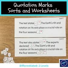 Quotation Marks Sort Worksheet Text Evidence Quotations Quotation Marks