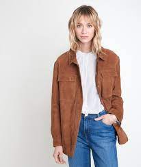 15 blousons femme en cuir pour être tendance automne. Surchemise En Cuir Velours Camel Poppy Femme Maison 123