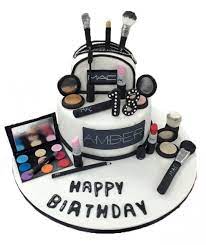I used fondant that i colored with gel food safe dye to shape and create all the pieces for this set. Mac Make Up Cake