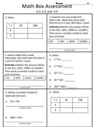 4th Grade Everyday Math Unit 5 8 Math Box Assessment Everyday Math Math Math Assessment