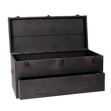 Antracietkleurige Metalen Namasuba Hutkoffer B 89 Cm Maisons Du Monde Malle En Metal Malle De Rangement Coffre Rangement Chaussure