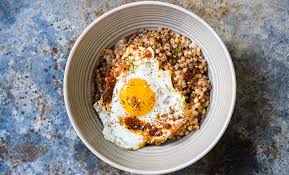 In a frying pan, heat 1 tsp olive oil over a medium heat and add the onion and courgette/zucchini. Toasted Pearl Couscous With Fried Eggs Recipe James Beard Foundation