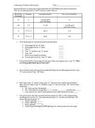 Blood type and inheritance worksheet. Abo Blood Type Worksheet Allele Dominance Genetics