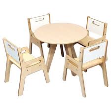 Ivory wood round dining table for 4 (41.7 in. Moon Kids Round Table Chair Set 1 Table 4 Chairs