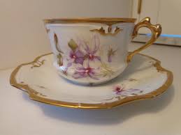 Antique Limoges France Coiffe Violets Tea Cup And Saucer Produced Examples Of Porcelain Marked With Both Of These Mark Tea Cups Ceramic Tea Cup Tea Cup Saucer