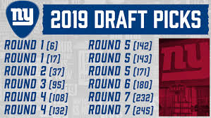 Giants Hold 12 Picks In 2019 Nfl Draft Including Two In