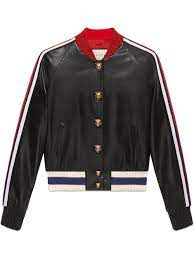 Gucci Embroidered Leather Bomber Farfetch Embroidered Leather Jacket Embroidered Bomber Jacket Designer Leather Jackets