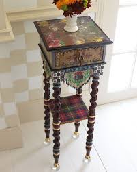 Mackenzie Childs Dark Tiny Table Whimsical Furniture Painted Furniture Furniture