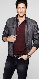 Men S Leather Bomber Jacket Kingston Jean From Express Mens Modern Clothing Mens Outfits Mens Leather Bomber Jacket