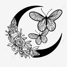Illustration butterfly silhouette, black and white insect. Two Positive Black And White Butterfly Flowers Moon Silhouette Positive Butterfly Complicated Beautiful Png Transparent Clipart Image And Psd File For Free Download
