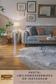 Living Room By Milanmodernmoda Cowhide Rug Southeastern Salvage Home Emporium In 2020 Cow Hide Rug House Styles Home