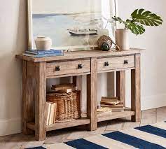 This coffee table features two drawers and additional s… Benchwright 54 Console Table Pottery Barn