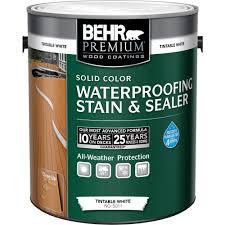 Behr Premium 1 Gal White Base Solid Color Waterproofing Exterior Wood Stain And Sealer 501101 The Home Depot Exterior Wood Stain Staining Deck Staining Wood