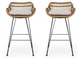 Click for more color options. Endicott Lucrezia Wicker 30 Patio Bar Stool With Cushion In 2021 Wicker Bar Stools Rattan Bar Stools Wicker Counter Stools
