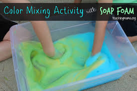 Normally it would be only right to get started on white colored soap for a beginners project but if you feel then once you and the kids have agreed on the pattern, you can trace out the pattern on paper to be placed on the soap to cut out the general shape. Color Mixing Activity With Soap Foam