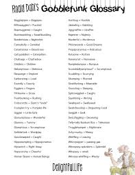 Gobblefunk Glossary A Look At Dah S Wonderful Wacky Words Bfg Words Glossary Wonderful Words