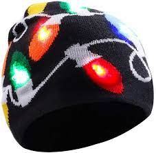 Amazon Com Dx Da Xin Light Up Hat Beanie Led Christmas Hat For Adults Women Men Kids Girls Boys Novelty Funny Hat Gifts T Light Up Hats Light Knit Party Hats