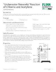 Underwater Fireworks Reaction Of Chlorine Acetylene Chemistry Of Fireworks Fireworks Chlorine