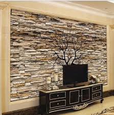 Stylish Modern 3d Brown Stone Wall Wallpaper Non Woven Realistic Flat Brown Stones Wallpaper For Home Or Commer Diy Stone Wall Stone Wallpaper 3d Stone Wall