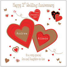 Wish you two a happy anniversary. Personalised 1st First Wedding Anniversary Card Son Daughter In Law 3 95 Picclick Uk