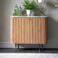 34'' h x 31.5'' l x 15.5'' d. Flute Marble Drinks Cabinet Atkin And Thyme