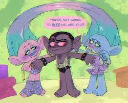 whats your damage? — when barb gets to pop village, her clothes are all...