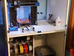 Cabinet For Printer Dry Storage For Filament With Easy Change System And Tooling 3d Printing On Wheels Workstation Printer Cabinet Printer Desk Workstation