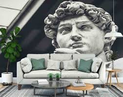 Statue of David Wall Decals, Man Statue Wall Decor, Wall Mural Wallpaper,  David Wall Print, Modern Paper Craft, Stylish 3D Wallpaper,