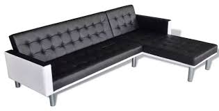 It folds easily to give us the sofa we wanted, while still providing a good base for sleeping if someone in our family visits in our place. In Stock Vidaxl L Shaped Sofa Bed Artificial Leather Black And White Lounge Couch Seat Contemporary Sectional Sofas By Vida Xl International B V Houzz