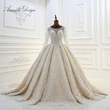Bilder finden, die zum begriff hochzeitskleid passen. Amanda Design Brautkleider Hochzeitskleid Sparkly Long Sleeve Shiny Wedding Dress Wedding Dresses Aliexpress