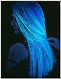 Blue Glow In The Dark Hair Glow Hair Hair Dye Colors Neon Hair Color