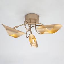 Summer sale： all products 18w 24w 32w ceiling light daylight white flash sales hot product warm white. Three Large Golden Leaves Led Ceiling Light Quazar Kosilight Uk