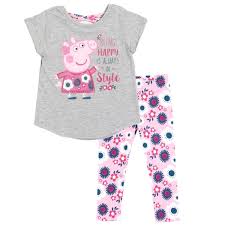 Peppa is a loveable, cheeky little piggy who lives with her little brother george, mummy pig and daddy pig. Girls Peppa Pig Outfitpeppa Pig Top And Leggings Festivalwinkel