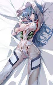 blue eyes blue hair breasts cleavage clothing evangelion: 3.0+1.0  thrice upon a time large breasts long hair neon genesis evangelion plugsuit  pussy rebuild of evangelion rei ayanami skin tight