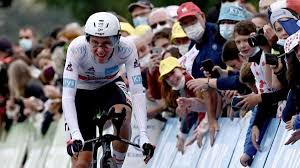 Slovenia's tadej pogacar wins and takes the overall leader's yellow jersey as he crosses the finish line of stage 20 of the tour de france cycling race, an individual time trial over 36.2. Efybwszximosnm