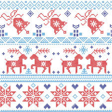 Free christmas cross stitch patterns snowflakes. Dark And Light Blue And Red Scnadinavian Christmas Cross Stitch Pattern Including Reindeer Snowflake Star Xmas Tree Bell Presents In Scandinavian Style Cross Stitch Royalty Free Cliparts Vectors And Stock Illustration Image